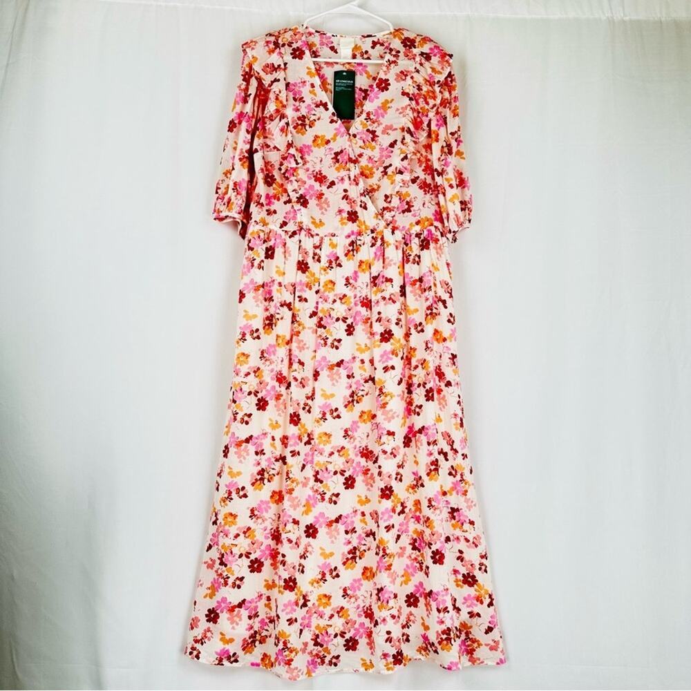H&M - Maxi - Floral - Balloon - Short Sleeve - Dress - Size: Small
